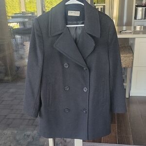 Black Wool Blend Peacoat Sz 10